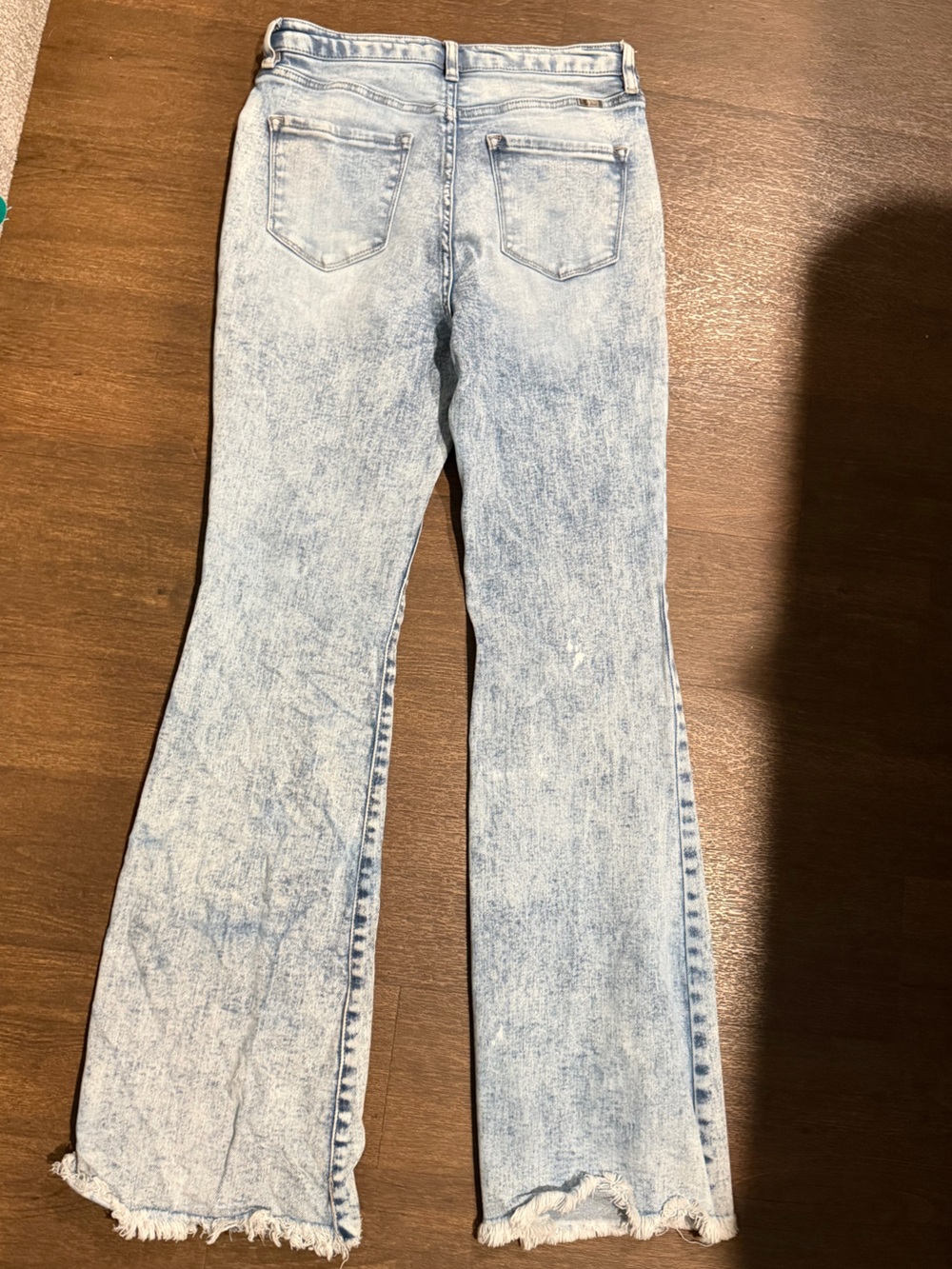 KanCan Acid Wash Flare Jeans Size 11/29 NWOT High Rise Frayed Hem - Picture 4 of 5